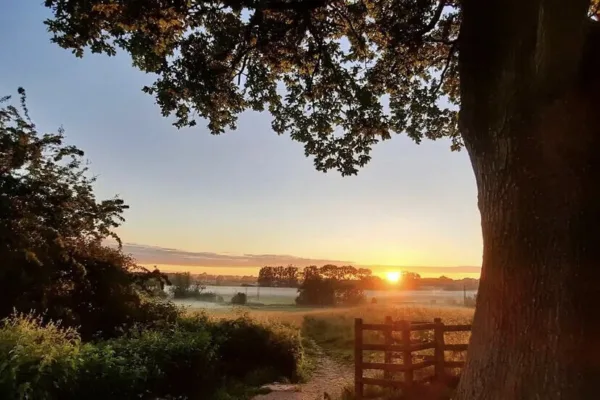 Sunset over the fields in Lugg Meadows