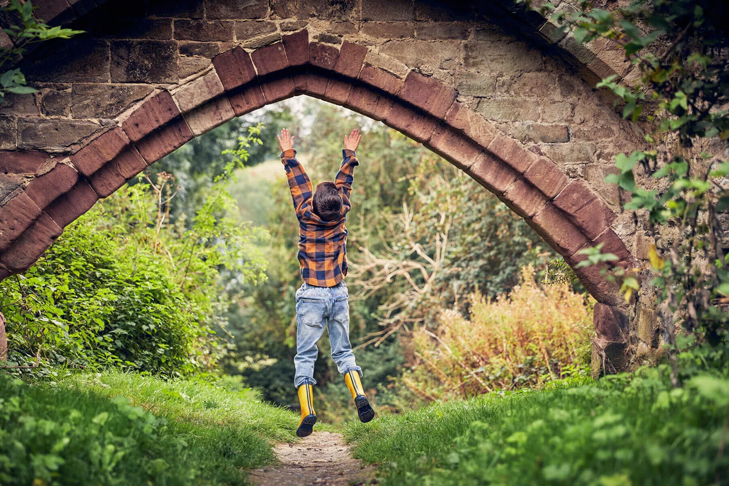 Child playing at Wigmore Castle