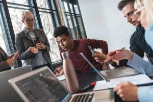 Colleagues working in the office