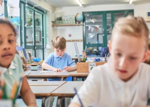Primary school children in the classroom