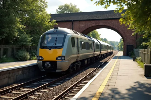 Train arriving at a station